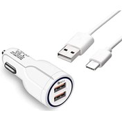 Resim teknosepetim Çift Usb'li Araç Şarj Adaptörü Ve Type C Kablo Usb Type C Araç Şarj Cihazı 2.4a -qc 3.0 C1tp Gerlax 