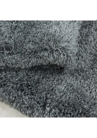 Resim Yuvarlak Halı Yumuşak Süpersoft Yüksek Tüylü 30 Mm Hav Yüksekliğinde Düz Açık Gri Renkli Shaggy Halı 