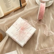 Resim Chiffon Band Karlı Nokta Saten Hediye Ambalaj Kord Yay Kravat Çiçek Sanat Festivali Hediye Doğum Günü Hediyesi Zai Kravat Kek Hediye Ambalaj Renkli Şeffaf Dokuma Bandı 