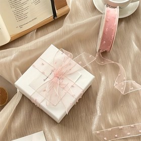 Resim Chiffon Band Karlı Nokta Saten Hediye Ambalaj Kord Yay Kravat Çiçek Sanat Festivali Hediye Doğum Günü Hediyesi Zai Kravat Kek Hediye Ambalaj Renkli Şeffaf Dokuma Bandı 