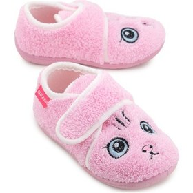 Resim Gezer Kız Çocuk Kışlık Tek Cırt Cırtlı Ayarlanabilir Rahat Taban Ev, Bahçe, Okul, Kreş Panduf Ayakka Pembe 