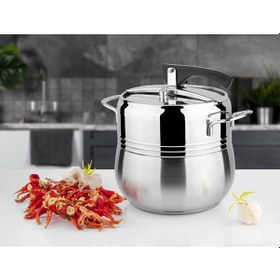 Resim Lines Premium Silver Çelik Düdüklü Tencere Metal Kulp 6 L K.7015 Gümüş 