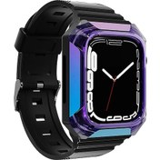 Resim Noktaks - iOS Uyumlu Watch 38mm - Kordon Krd-88 Sert Pc Kasa Koruyuculu Silikon Kordon 