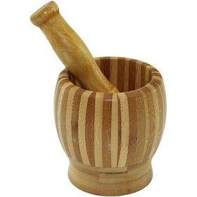 Resim Ahşap Bambu - Çizgili Havan Sarımsak Dövecek Ç: 8.5--d: 6.8 --y: 10cm Fileli Ambalaj 4989 Çok Renkli 