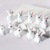 Resim 5 adet/10 adet/20 adet 21*24mm Sevimli Mini Reçine Beyaz Tavşan Kolye Ucu Paskalya Takı DIY Karikatür Hayvan Kolye Küpe Yapımı için Uygun 