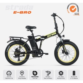 Resim Strada Cycles E-Bro Hidrolik Disk Fat Bike Katlanabilir 20 Jant Elektrikli Bisiklet 