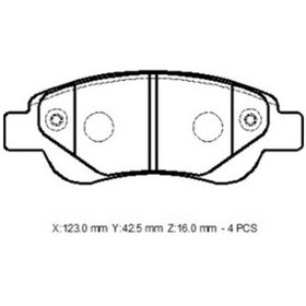 Resim Peugeot 107- 06/14 Ön Fren Balatası Disk 123x42,7x16 Bramax 