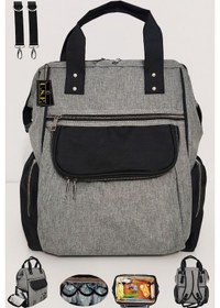 Resim Bebek Bakım Çantası Organizatör Fonksiyonel Lüx Anne Bebek Bakım Sırt Çantası Mrs Gri Siyah Çok Renkli 