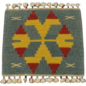 Resim Yeni El Dokuma Kare Köşe Sandalye Minderi Pınarbaşı Kayseri Yün Kilim 5939 