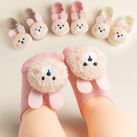 Resim 1 Çift/3 Çift Kız Çocukları için Kaymaz Tekne Çoraplar Sevimli Düz Kulaklı Tavşan Tasarımlı - Yumuşak Nefes Alabilen Polyester, Tüm Mevsimler İçin Esnek Kabartmalı Manşet, Sadece Elde Yıkama, Gençler Kaydırmaz Ayakkabı | Kabarık Doku Stili | Yumuşak Polyester Malzeme, Kız Çorapları 