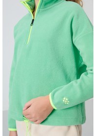 Resim Tommy Life Su Yeşil Kalın Yumuşak Dokulu Standart Fit Nakışlı Polar Kız Çocuk Sweatshirt - 75151 Su Yeşili 