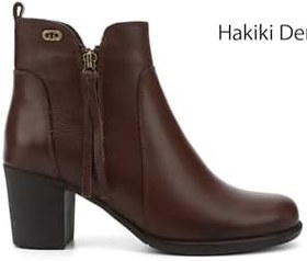 Resim GÖNDERİR Kadın Fermuarlı Kalın Topuklu Hakiki Deri Bot GKZB13410406 
