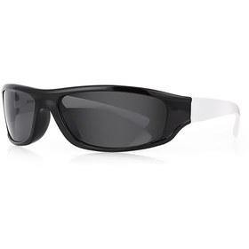 Resim Kinary Bisiklet Güneş Gözlüğü Siyah Parlak Çerçeve Beyaz Sap Siyah Cam 3007 