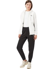 Resim Puma Classic Hooded Tracksuit Kadın Beyaz Eşofman Takımı 68303502 Siyah Beyaz 
