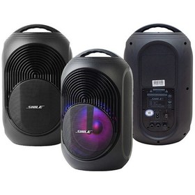 Resim Shile Sl-2018a El Mikrofonlu 2 Mikrofon Giriş 2 Gitar Girişli Kumandalı Işıklı Taşınabilir Şarjlı Seyyar Anfi Hoparlör 