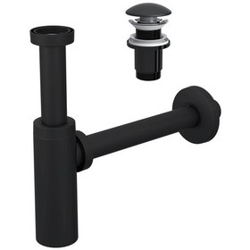 Resim Suera Moon Ayarlanabilir Lavabo Sifonu + Elixir Pop-up Set Siyah - Taşma Deliksiz 