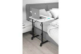 Resim Depolife Eğim Yükseklik Ayarlı Laptop Sehpası Kahvaltı Ders Çalışma Bilgisayar Masası Metal Ayak Tekerlekli 