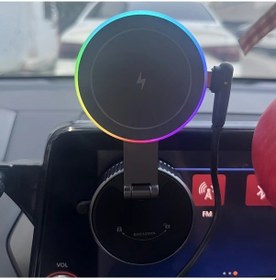 Resim Gateesat 1 Adet 15w Hızlı Kablosuz Araç Şarj Manyetik Başlık Vakuz Emiş Led Işık 360 Dönüş Katlanır 