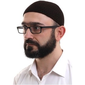 Resim Koyu Kahverengi Kışlık Orlon Namaz Takkesi Baklava Desenli Takke Kahverengi 