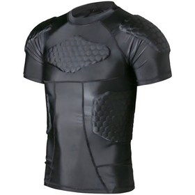 Resim Yaozixa Erkek Spor Koruyucu Tişört - Yüksek Şok Emici Padlı - Omuz, Rib, Bel Koruması - Sıkıştırabilir - Futbol, Paintball İçin - Siyah - 2xl Açık Siyah 