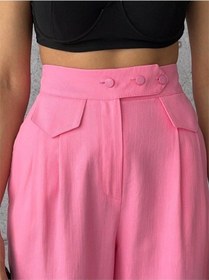 Resim Ahes Shopping Pantolon Kapalı Cep 3 Düğme Detaylı - Pembe Pembe 