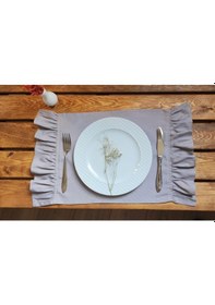 Resim Bahar Keten 2 Kenar Fırfırlı Gri Vintage Amerikan Servis 30x50 