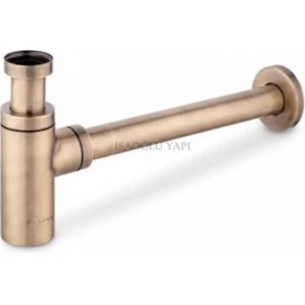 Resim İsaoğlu Yapı Lavabo Gideri Mat Gold Lavabo Sifonu Bas Bırak Pop Up Dahil Komple Set Fırçalanmış Gold Renk 