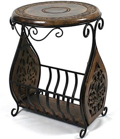 Resim Otantik Çarşı Eskitme Ahşap Ferforje Sehpa Gazetelik 36x38x50 cm. 