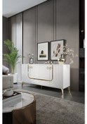 Resim ART KONSOL MDF MEBRAN KAPAK BEYAZ GOLD 