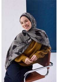 Resim Silk Home Viskon Mayda Şal Gri Zeminli Siyah Detaylı Desenli Yumuşak Dokulu Dökümlü 190x70 Çok Renkli 