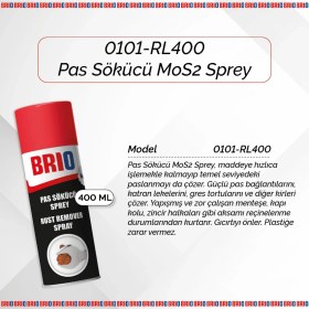 Resim Brio Güçlü, Ağır Pas Sökücü Mos2 Sprey 400 Ml 