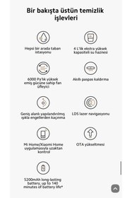 Resim Xiaomi Kendini Temizleyen 7000pa Uyumlu Yüksek Güç Çift Döner Paspaslı Akıllı Robot Süpürge - Son Seri 