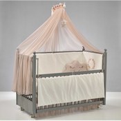 Resim Meltem Kids Mondo Sallanır Ahşap Anne Yanı Beşik 60x120 cm (gri-motto pudra) Pudra 