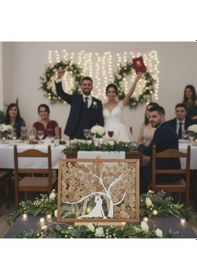 Resim Düğün-nişan Dikdörtgen Ağaç Motifli Şeffah Pleksi 50cm X 35cm Misafir-hatıra Anı Defteri-kutusu + Şövale Ve Kalem Hediyeli 