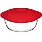 Resim Paşabahçe 59001 Kırmızı Plastik Kapaklı Yuvarlak Borcam 2100 CC 