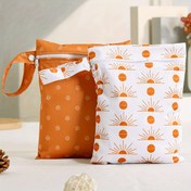 Resim 2 adet Elinfant Tekrar Kullanılabilir Islak Kuru Çantılar Bebek Bezi, Yıkanabilir Polyester Seyahat ve Plaj Aksesuarı Fermuar Kapanışı ile, Turuncu ve Beyaz Desenler, Havuz Kenarı ve Bakıcı Okulu Kirli Giysileri Depolama için İdeal, Taşınabilir Bebek Bezi Depolama Çantası|Fermuarlı Çanta|Yıkanabilir Çanta, Bebek Bezi Depolama Çantaları 