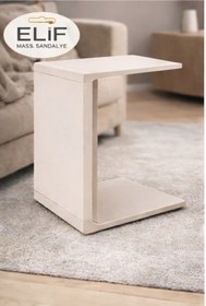 Resim ELİF SANDALYE C Sehpa Yan Sehpa Koltuk Yanı Sehpası Laptop Sehpası Modern Ahşap Salon ve Yatak Odası Sehpası 