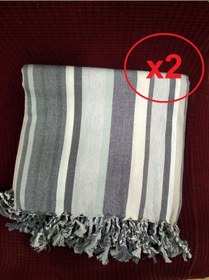 Resim 2 Adet Pamuk-keten Peştemal 100x180 -melisa Gri 