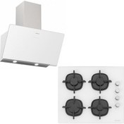 Resim Sılverlıne Ikili Ankastre Set (Soho 3457 Beyaz 60 cm Davlumbaz A Enerji + CS5343W01 Beyaz Ankastre Döküm Izgaralı Ocak ) 