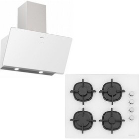 Resim Sılverlıne Ikili Ankastre Set (Soho 3457 Beyaz 60 cm Davlumbaz A Enerji + CS5343W01 Beyaz Ankastre Döküm Izgaralı Ocak ) 