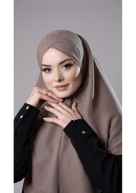 Resim Hürrem Bone Vizon Pratik Hazır Geçmeli Tesettür Eşarp Pamuk Caz Kumaş Tek Katlı Çapraz Hijab 2305 10 