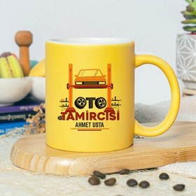 Resim İsme Özel Oto Tamircisi Sarı Kupa Bardak 
