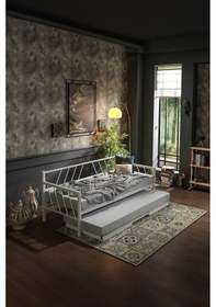 Resim Glory Yavrulu Daybed Tek Ve Çift Kişilik Sedir Metal Karyola Beyaz 