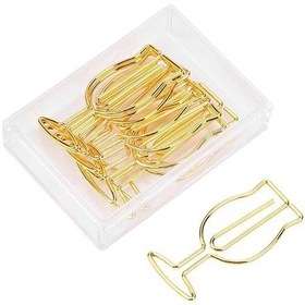 Resim 10 Adet Şarap Kadehi Ataçları Altın Metal Komik Belge Klipsleri 