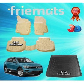 Resim Vw Tiguan Bej 3D Havuzlu Paspas+Bagaj Havuzu 2016-2020 Arası N11.27514 