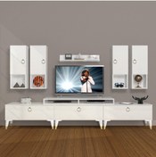 Resim Decoraktiv Ekoflex 8da Mdf Gold Tv Ünitesi Tv Sehpası - Parlak Beyaz 
