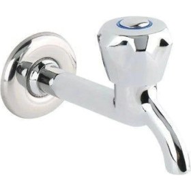 Resim Klasik Musluk Uzun Başlık Kırmızı Sıcak Su Topbaş Topaç Koç Başlık Duvardan Tek Giriş 