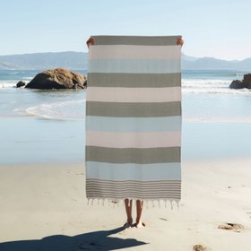 Resim %100 Pamuk Yeşil American Desenli Püsküllü Peştamal 2’li - 100x180 Cm 