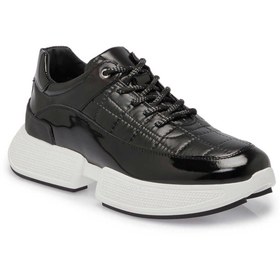 Resim Tergan Siyah Deri-Tekstil Erkek Sneaker - E24S1AY57060-K0N 