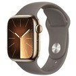Resim Apple Watch Series 9 GPS + Cellular MRJ53TU/A 41 mm Altın Rengi Paslanmaz Çelik Kasa ve Kil Rengi Spor Ko 